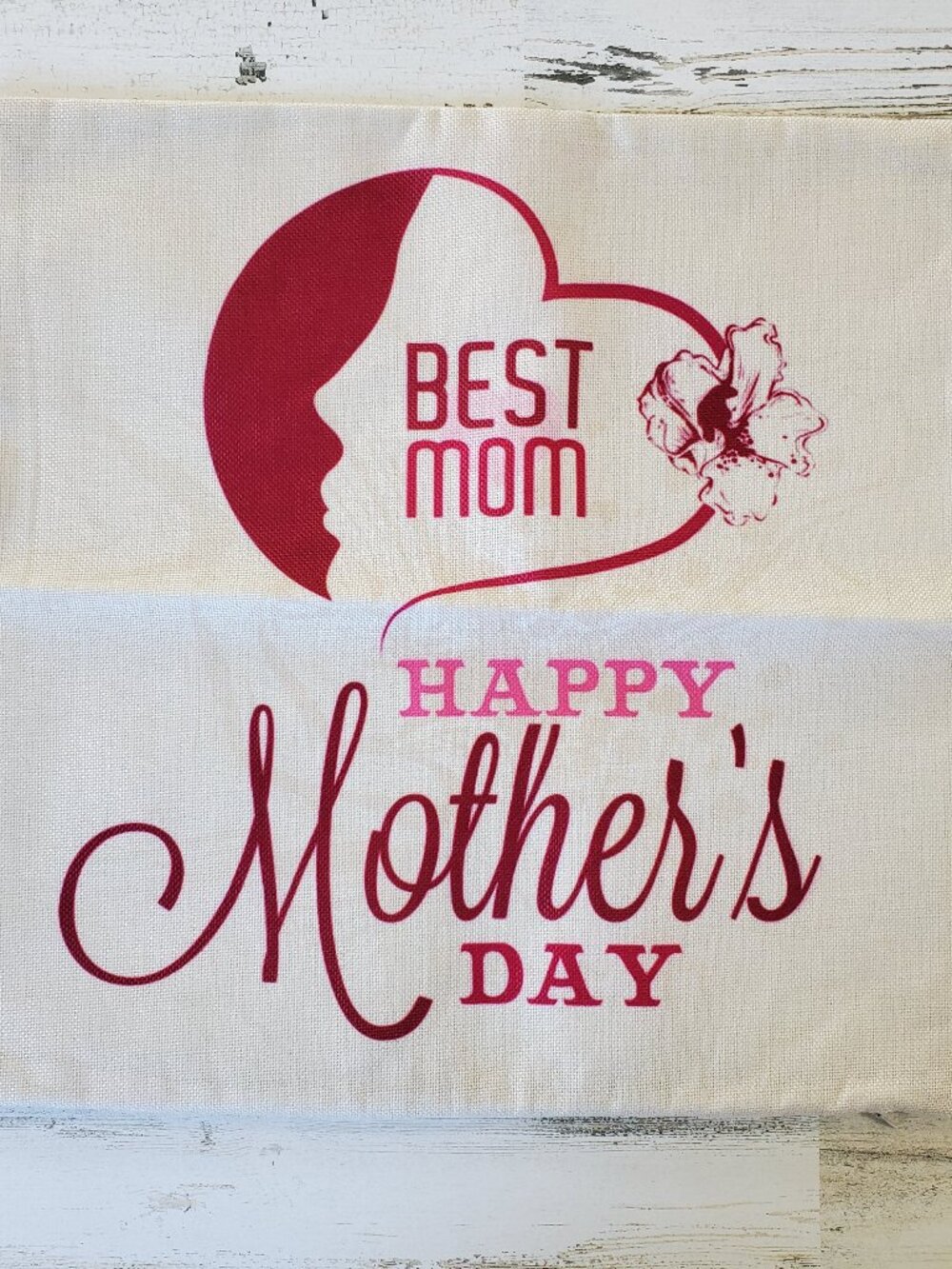 Burlap Mother's Day Accent Throw Pillow Cover NEW